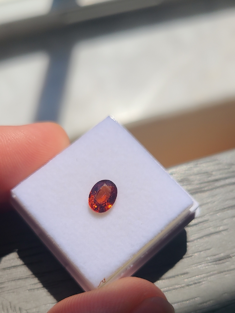 Oval Faceted Spessartine Garnet Gemstone In Deep Honey Orange